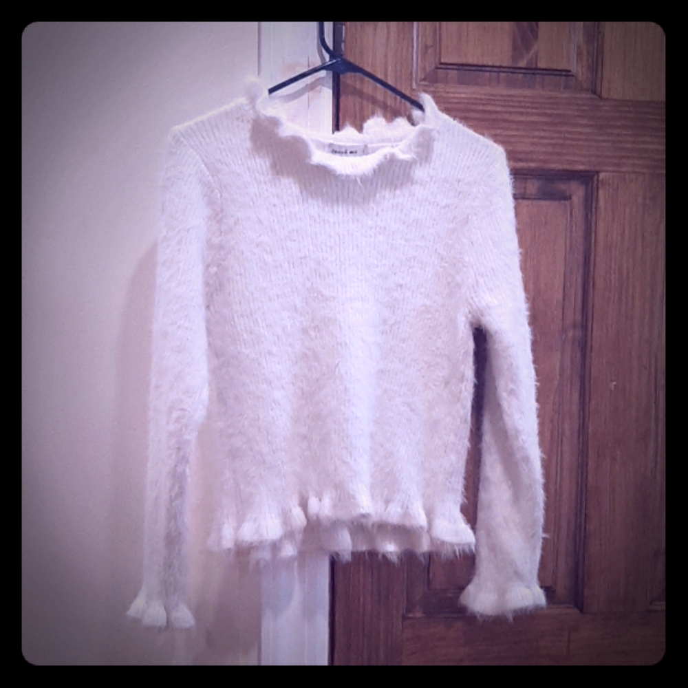 Flirty Ribbed Faux Fur Sweater Top